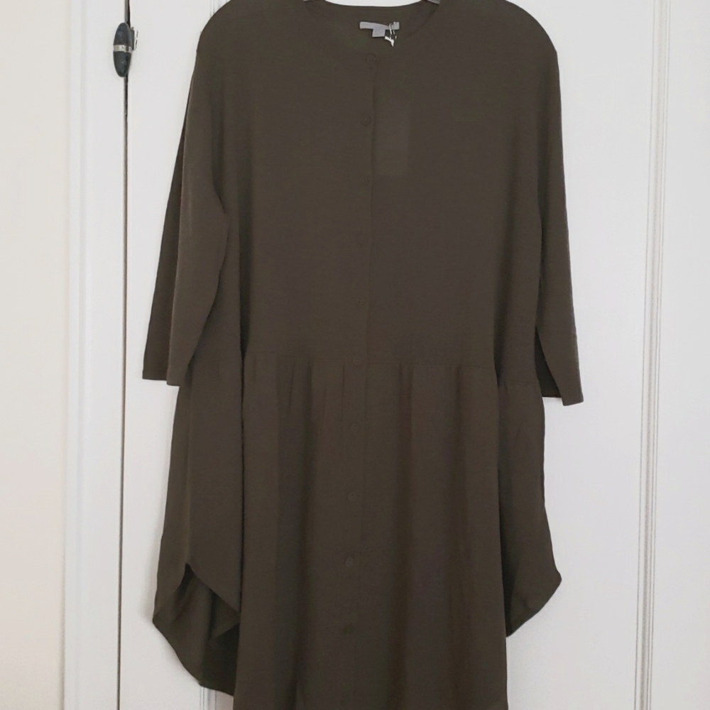 COS khaki green merino wool flounce tunic dress Size M